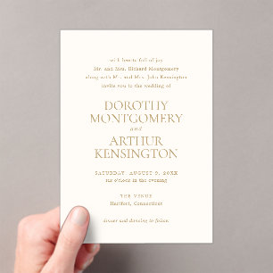 Modern Ivory and Gold Elegant Wedding Acrylic Invitations