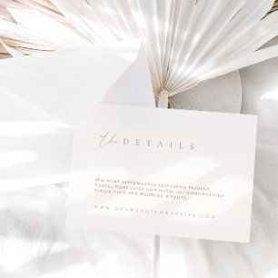 Modern Ivory Beige Wedding Details Enclosure Card
