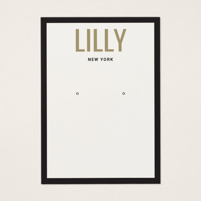 Modern Ivory Black Border Earring Display Card (Front)