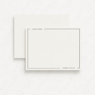 Modern Ivory Black Border Stationery Note Card