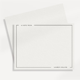Modern Ivory Black Border Stationery Note Card