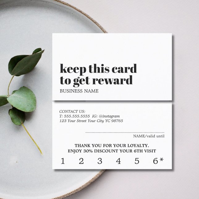 Modern Ivory Black White Beauty Bold Salon Loyalty Card (Creator Uploaded)