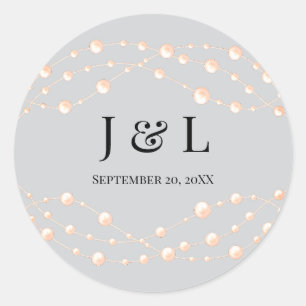 Modern Ivory Blush Romantic Pearl Neutral Wedding Classic Round Sticker