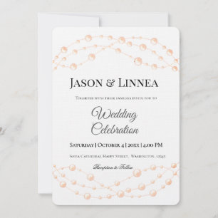 Modern Ivory Blush Romantic Pearl Neutral Wedding Invitation