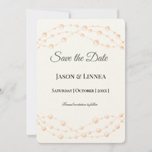 Modern Ivory Blush Romantic Pearl Neutral Wedding Save The Date