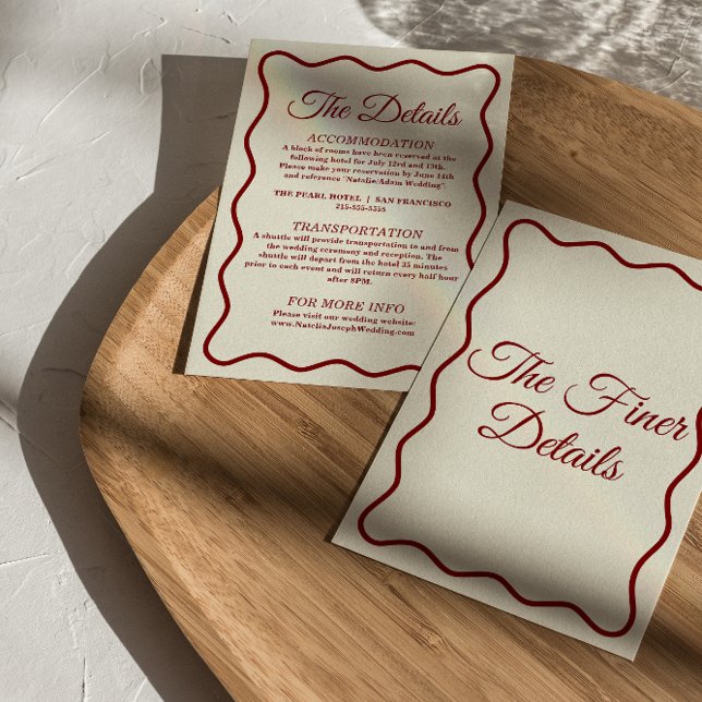 Modern Ivory Bold Funky Retro Chic Wedding Details Enclosure Card (Creator Uploaded)