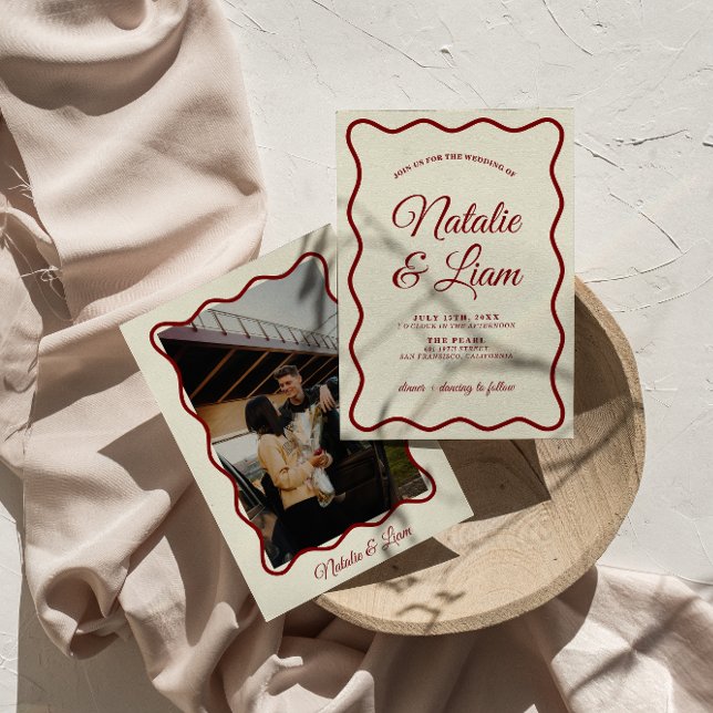 Modern Ivory Bold Retro Funky Photo Unique Wedding Invitation (Creator Uploaded)