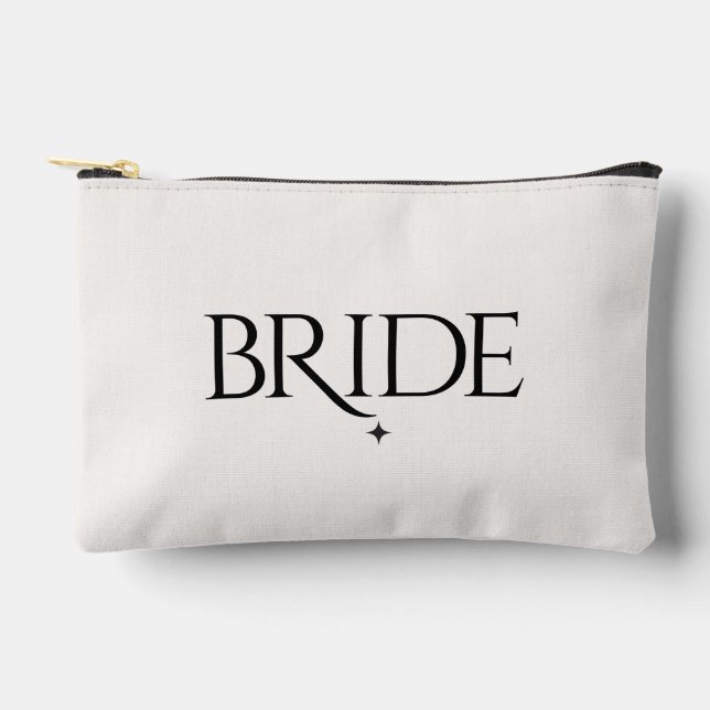 Modern Ivory Bridal Toiletry Cosmetic Clutch Bag (Front)
