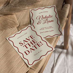 Modern ivory Bright Funky Bold Retro Wedding Save The Date