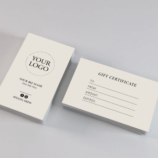 Modern Ivory Business Logo Gift Certificate