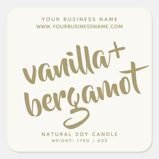 Modern ivory candle product label (Front)