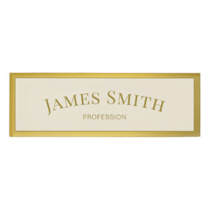 Modern Ivory Cream Luxury Gold Trendy Professional Name Tag