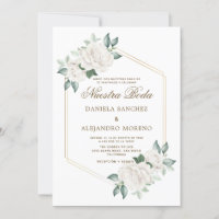 Modern Ivory Floral Nuestra Boda Spanish Wedding