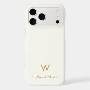 Modern Ivory Gold Script Monogram