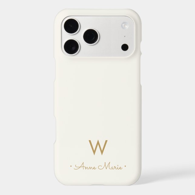 Modern Ivory Gold Script Monogram (Back)