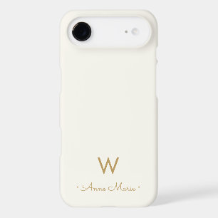 Modern Ivory Gold Script Monogram