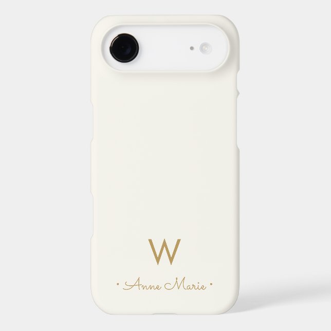 Modern Ivory Gold Script Monogram (Back)