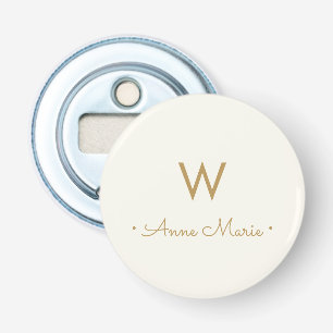 Modern Ivory Gold Script Monogram Bottle Opener