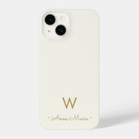 Modern Ivory Gold Script Monogram