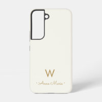 Modern Ivory Gold Script Monogram