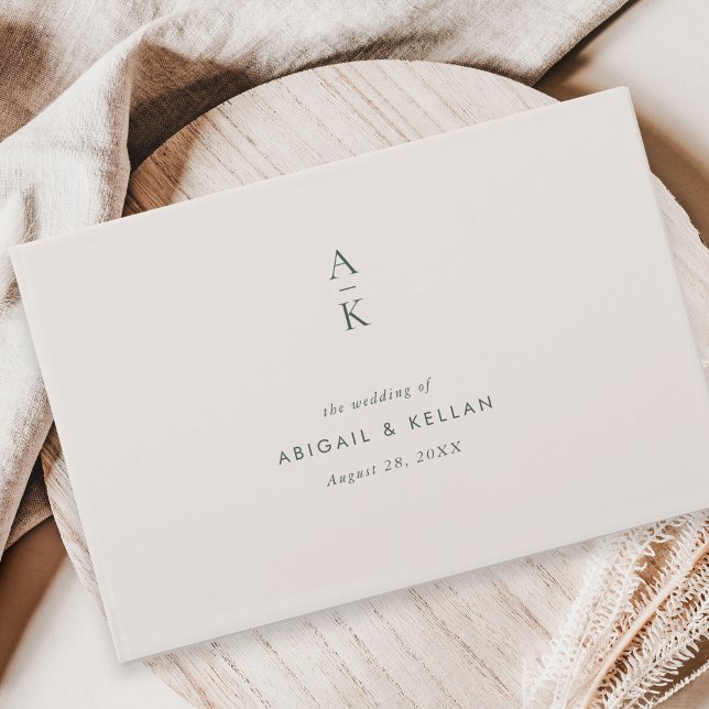 Modern Ivory Green Monogram Mix Match Wedding Guest Book (Creator Uploaded)