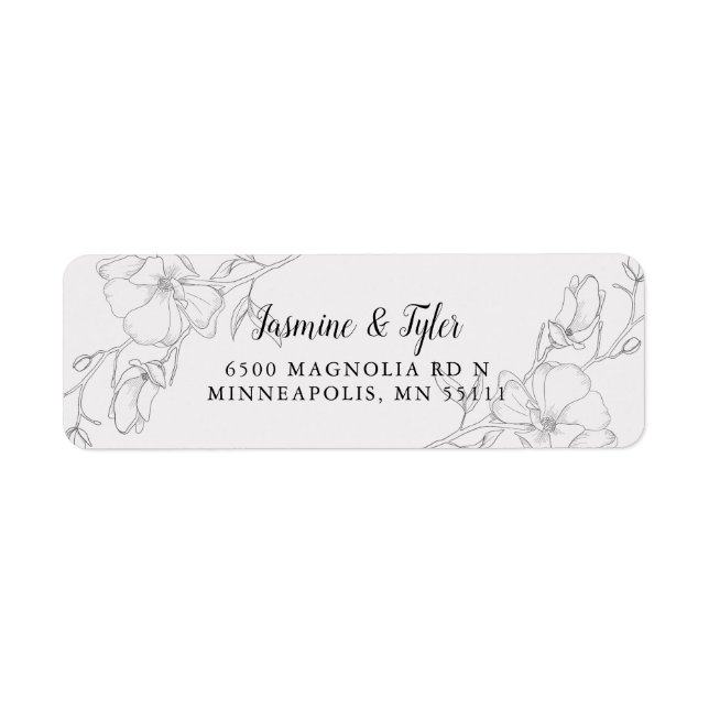 Modern Ivory Magnolia Flowers Return Address (Front)