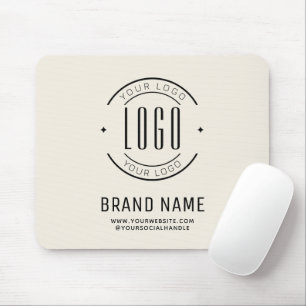 Modern ivory minimalist logo business  mouse mat