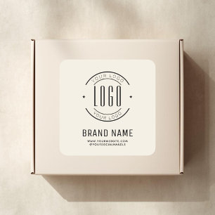 Modern ivory minimalist logo business square sticker