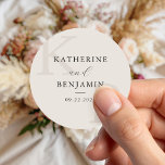 Modern Ivory Monogram Minimalist Wedding Classic Round Sticker<br><div class="desc">Create your own personalised wedding stickers cards featuring modern monogram typography and minimalist graphic design in black and ivory colour.</div>
