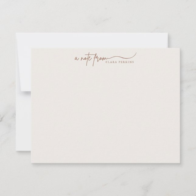 Modern Ivory Script Personalized Note Card (Front)