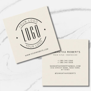 Modern ivory simple add your logo  square business card
