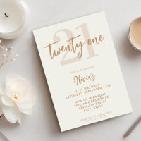 Modern Ivory Tan 21st Birthday