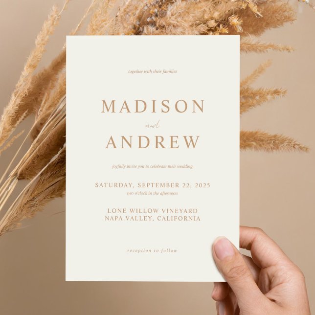 Modern Ivory Tan Elegant Wedding Invitation (Creator Uploaded)