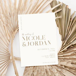 Modern Ivory Tan Simple Chic Wedding Invitation