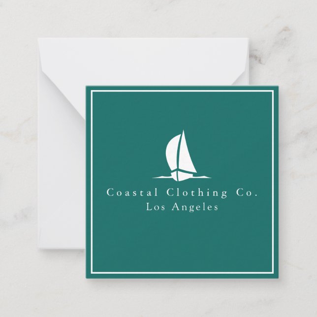 Modern Jade Green Elegant Boat Coastal Company Card (Front)