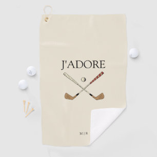 Modern J'adore I Love Golf Creamy White Golf Towel
