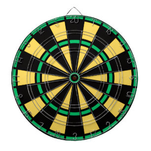 Modern Jamaica Colors Black Green and Gold  Dartboard