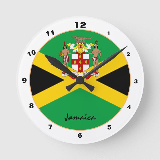 Modern Jamaican Flag, trendy Jamaica Home / design Round Clock (Front)