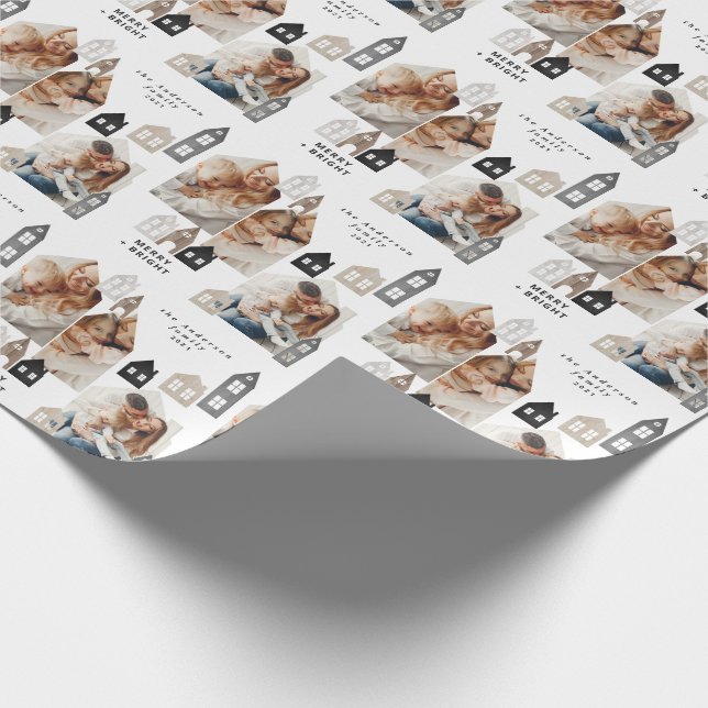 Modern Japan Christmas Nordic houses 3 photo chic  Wrapping Paper (Corner)