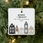 Modern Japan Christmas Nordic houses stylish Holid Ceramic Ornament<br><div class="desc">Modern Japan Christmas Nordic houses stylish simple holiday card design</div>