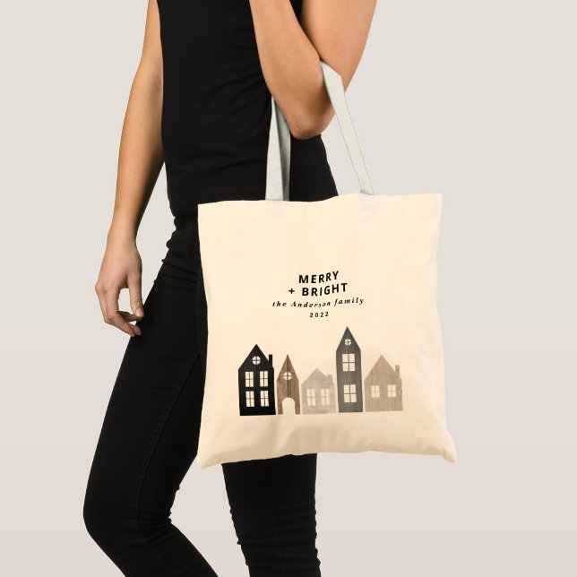 Modern Japan Christmas Nordic houses stylish Tote Bag (Front (Product))