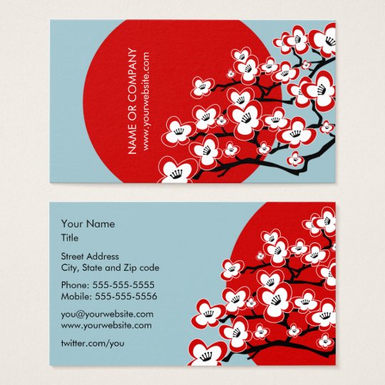 Modern Japanese Cherry Blossom Business Card
