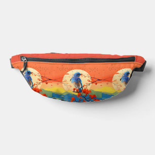 Modern Japanese Nature Bird In Blossom Scenery  Bum Bags