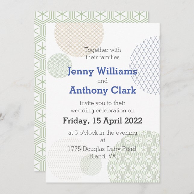 Modern Japanese Paper Pattern Invitation (Front/Back)