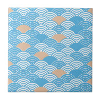 Modern Japanese Seigaiha Waves & Rising Sun