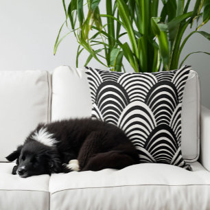 Modern Jazz Age Roaring Twenties Black and White Cushion