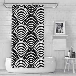 Modern Jazz Age Roaring Twenties Black and White Shower Curtain