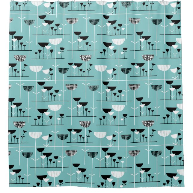 Modern Jazz - Light Blue 80C6C6 Shower Curtain (Front)