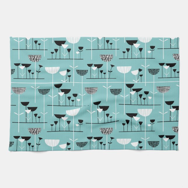 Modern Jazz - Light Blue 80C6C6 Tea Towel (Horizontal)