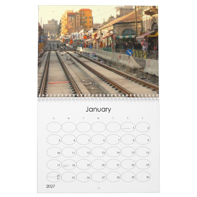 Modern Jerusalem Calendar (Jan 2027)